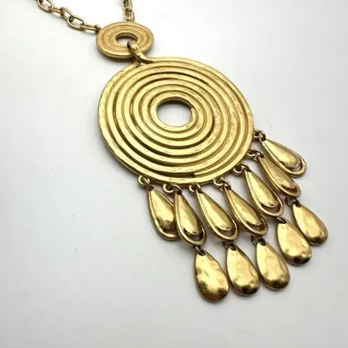 Stella & Dot Gold Tone Delilah Medallion Dangle Long Necklace
