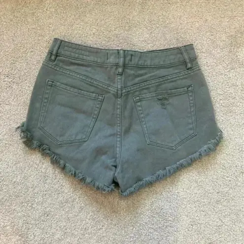 PacSun  dark green distressed high rise festival shorts in size 26