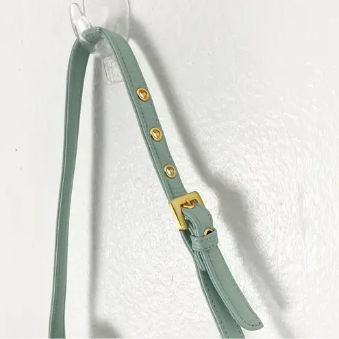 Stone Mountain Green Soft Leather Adjustable Strap Zipper Closure Shoulder Bag