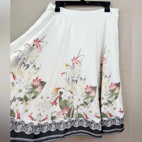 Soft Surroundings Spring Meadow Ivory Floral Midi Skirt Petites M Flowy