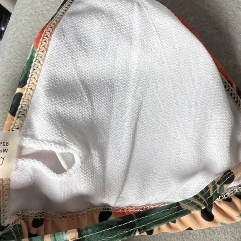 Boutique Leopard and Hibiscus Flower Print String Bikini Size M Tan Size M