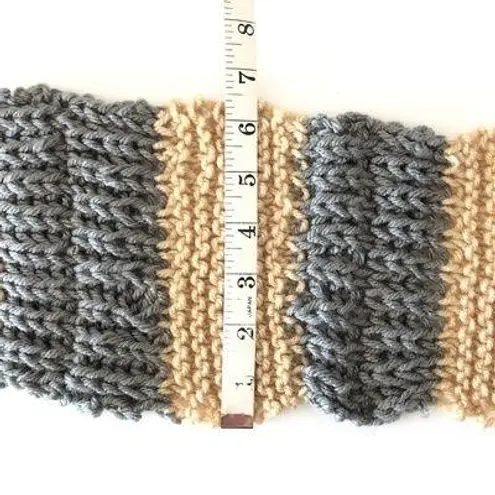 Handmade Gray and Cream Tan Crochet Knit Tassel Scarf