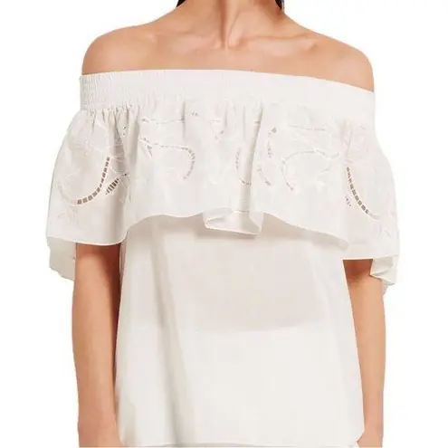 Tibi Carmen Off The Shoulder Eyelet Cotton Silk Blend Top NWOT Size XS $365 Msrp