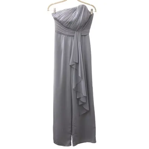 Lavish Lice Lavish Alice Pleated Asymmetric Wide Leg Jumpsuit in Blue Gray Size 4