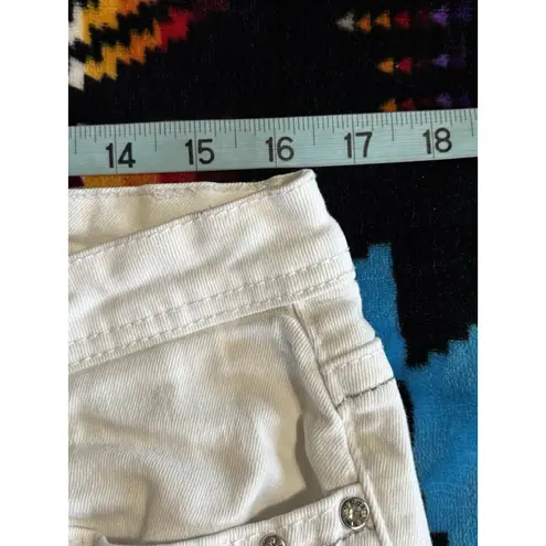 Earl Jean White Embroidered Rhinestones Denim Jeans Size 14 Straight Logo