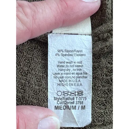 7th Ray Leopard Colorblock VNeck Long Sleeve Brown Top Med Y2K Boho Hippie Retro