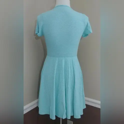 Sweet Claire Mint & White V-Neck Short Fit & Flare Textured Modcloth Dress by