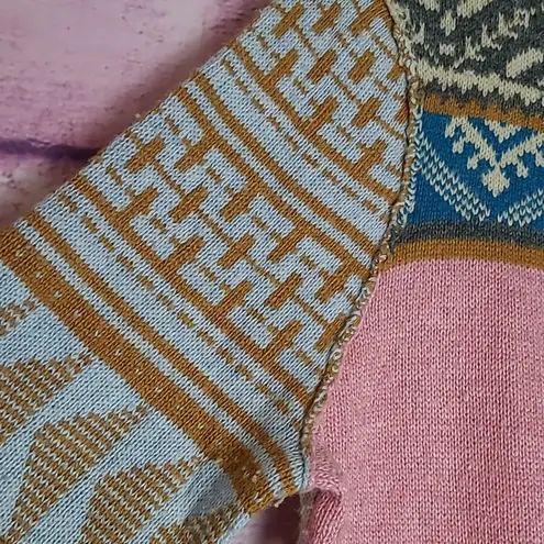 Sundance  FIELDS OF FAIR PATCHWORK MULTI STYLE PRINTED SWEATER SMALL WOOL ALPACA