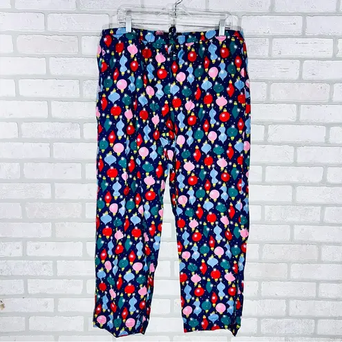 Hanna Andersson Christmas Holiday Ornament Print Multicolor Pajama Pants Size L Blue Size L