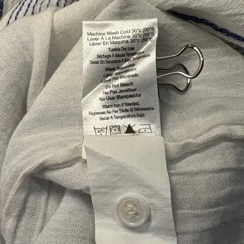 Sundry ‎ Women's Striped Button Up Henley Tunic Dress Large White Blue Cotton thumbnail 3