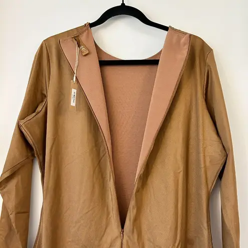 SKIMS The Scoop Neck Long Sleeve Onesie in Caramel Brown Size 4X NWT
