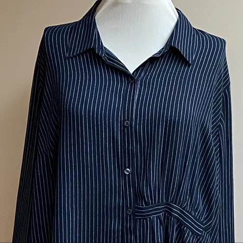 Rachel Roy Navy/White Stripe Tunic Blouse