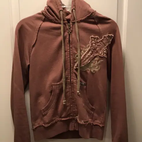 Miss Me Edgy embroidered brown zip-up by  thumbnail 73