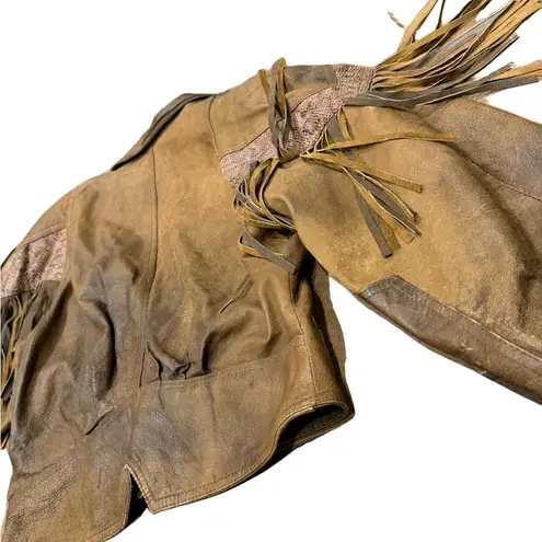 ๐ค Vintage Winlit Brown Genuine Leather Western Fringe Jacket | Size M ๐ค Size M