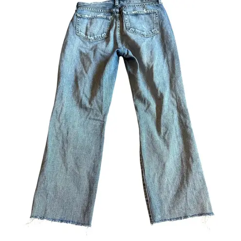 L'Agence Light Wash Jeans Wide Leg Distressed Knees 100% Cotton Size 27 Women's