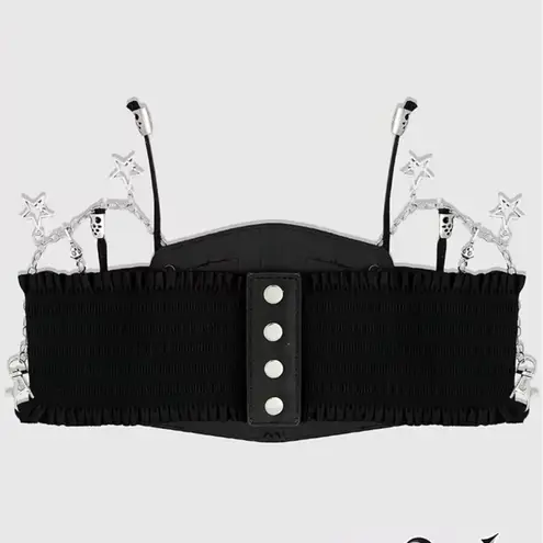 Black Corset Belt with Silver Chains