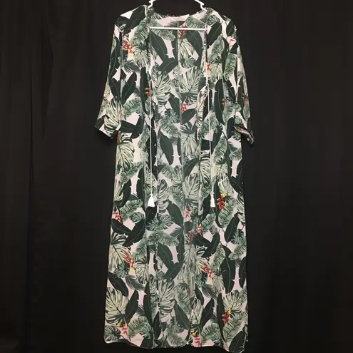 Rachel Zoe  Designer Green Palm Leaf Kimono Duster OS One Size - Image 9