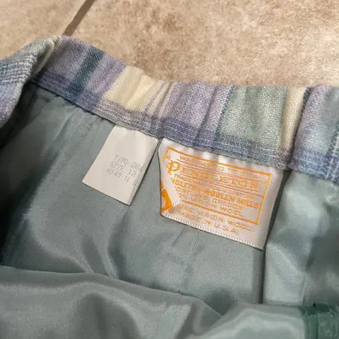 Pendleton Women's 2 Piece Plaid Wool Blazer Skirt Set Size 12 Blue Purple plaid