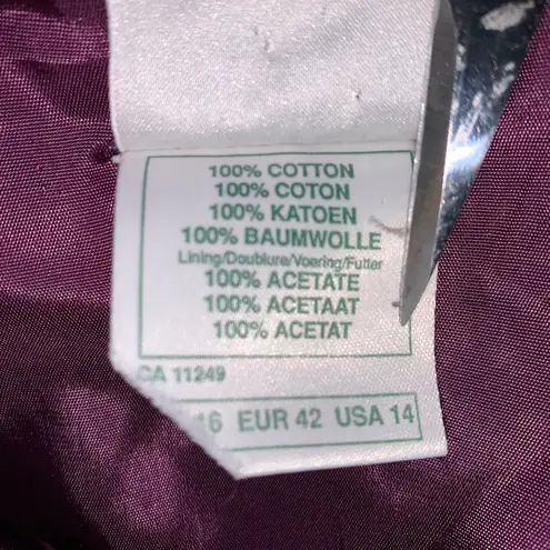 Laura Ashley Vintage purple Corduroy Double Breasted Cropped Jacket, Sz 14