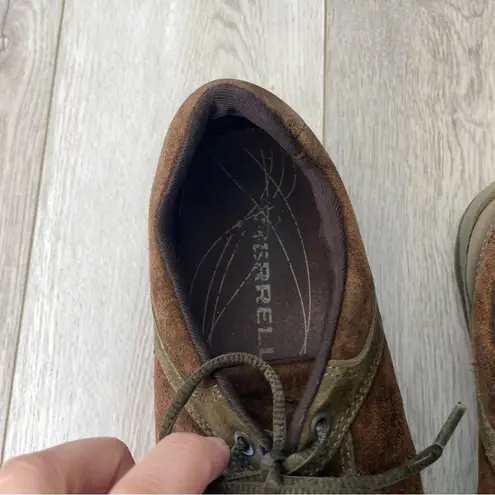 Merrell Suede Sneakers aria oxford lace up womens Brown Green size 8 granola