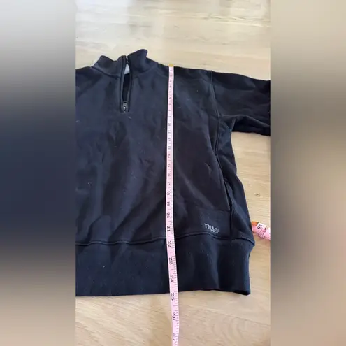 Aritzia TNA Cozy Fleece Boyfriend fit 1/4 Zip Sweatshirt black size XS