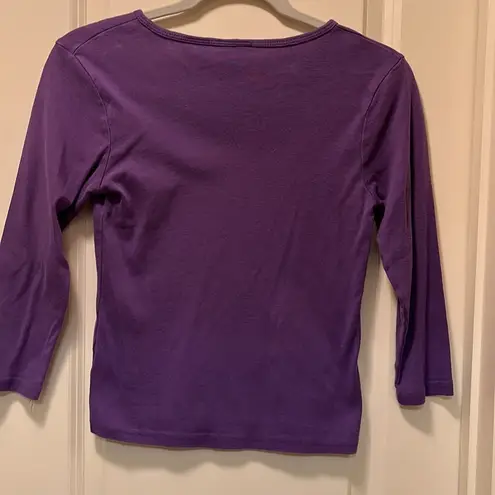 Arizona Jeans Arizona Jean Company purple knit shirt with neckline bling Size medium