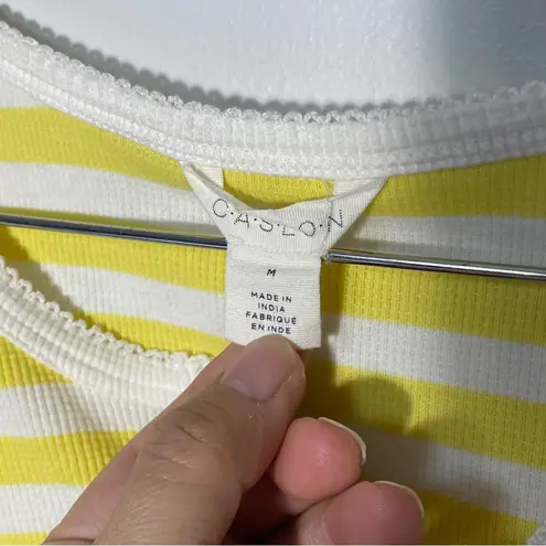 Caslon Butter Yellow and white Thermal tank top Women's size M, NWT