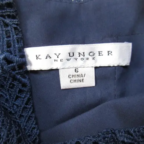 Kay Unger NWT Dianna Gown in Dark Midnight Blue Lace Overlay Maxi Dress 6 $368