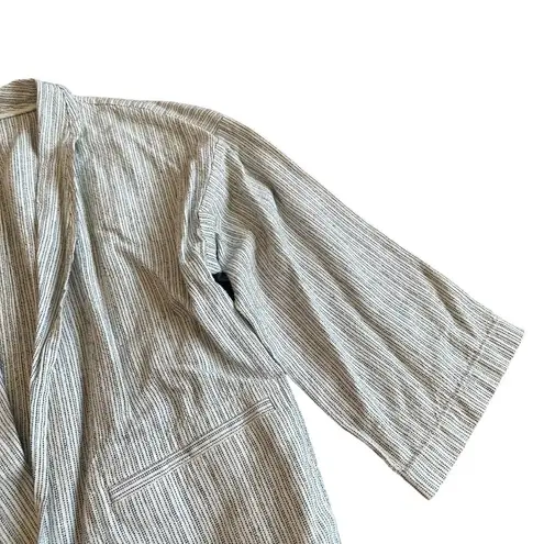 Eileen Fisher  Open-Front Blazer Jacket Linen Cotton Stripe Size XS Women's