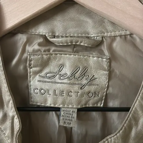 Sebby Vegan Leather Moto Jacket Tan Zippers NICE