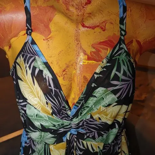 Yuna Floral Maxi Short Beach Tropical Botanical Sleeveless Dress SM High Low Size M