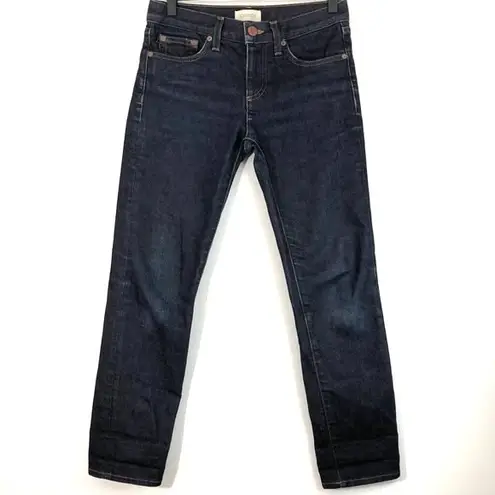 Crippen Dark Rinse Denim Slim Straight Cropped Jeans Deep Blue Size 24