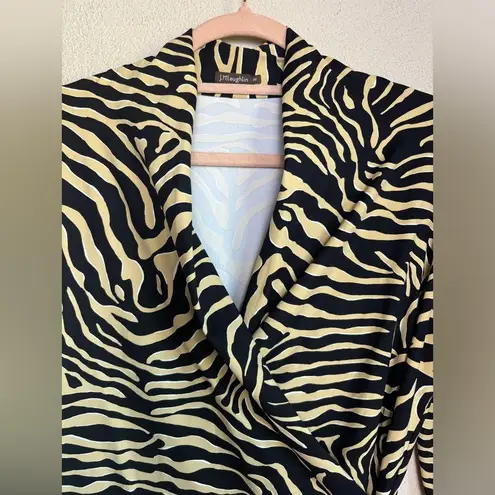 J. McLaughlin Zebra Animal Print Catalina Cloth Stretch Faux Wrap Dress M