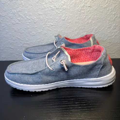 Hey Dude Wendy Chambray Braid Indigo Sneaker Slip On Womens Size 7 Casual