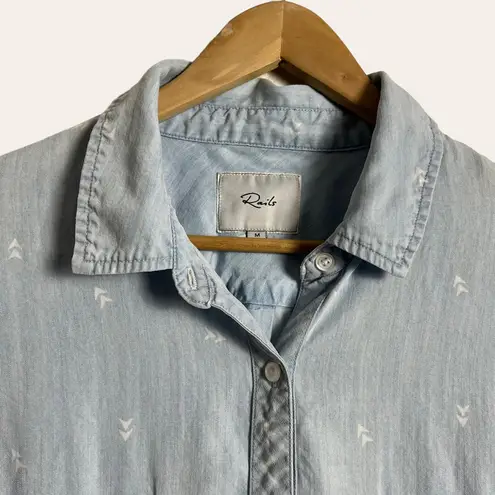 Rails Light Blue Chambray Arrow Long Sleeve Lyocell Button-Up Shirt Size Medium