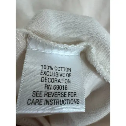 Studio Works Women's Embellished Cream Long Sleeve Cotton Top Blouse Size Large - Image 5