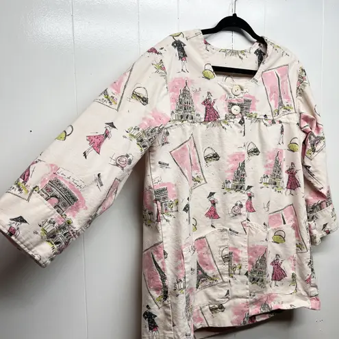 Women's Art to Wear 3/4 Sleeve Button Front Shacket Size Large Side Pockets Pink