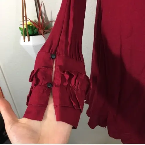 IRO NWT Hanie ruffle cold shoulder wine dress