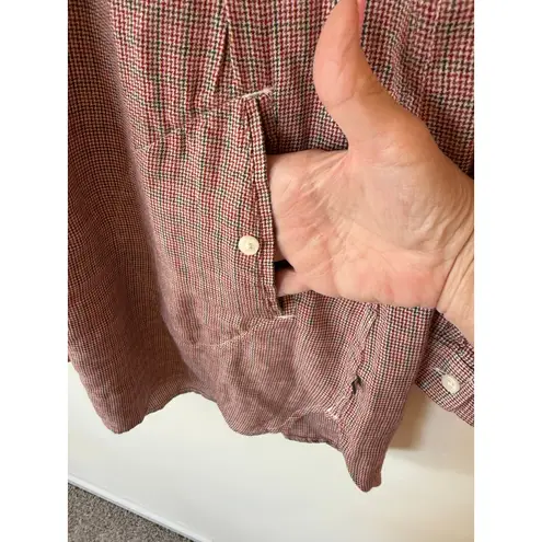 Toad & Co Long Sleeve Houndstooth Tunic Button Shirt Brown Women's Size Medium