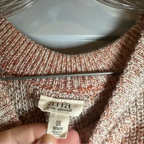 a.n.a  Orange/Tan Knit Striped Pullover Sweater size 0X