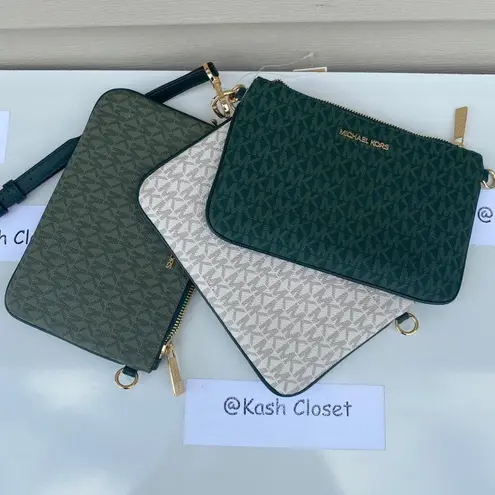 Michael Kors  Racing Green Multi Crossbody Triple Pouch Jet Set Item Medium Bag