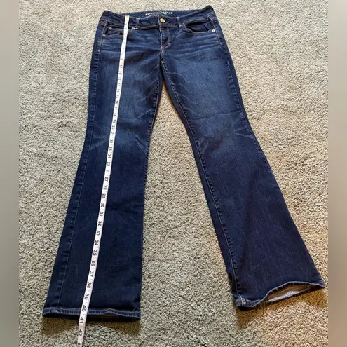 American Eagle  Kick Boot Jeans Womens Size 16 Long Stretch Mid Rise Dark Wash