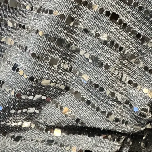 R & M Richards Steel Gray Sequin Top Full Length Sleeveless Formal Dress Size 14