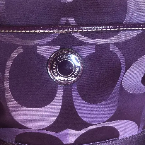 Coach  Purple Jacquard Signature C Top Closure Crossbody Tote Shoulder Bag Clutch