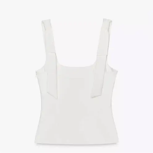 ZARA NWT bow straps structured white occasion fully lined thick top