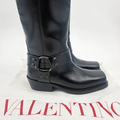 Valentino Garavani Valentino Rockstud Knee-high Leather Boots Black