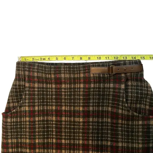 Double RL RRL Fringe Plaid Wool Skirt, Sz 4
