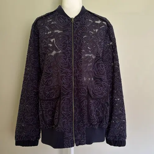 Elevenses Elevenes Anthropologie Lace Zipper Front Jacket