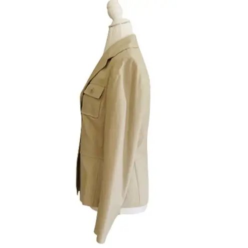 Tahari ASL Blazer Jacket Khaki Cream Tan Button Front Professional Blazer Size 8