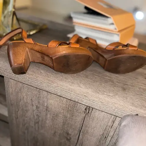 1937 Footwear Made in Italy Strappy Block Heel Sandals Brown Leather Size 7 Blue